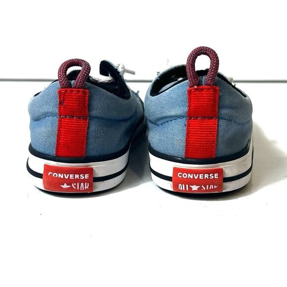 Converse All Star Kids Infant 7 Light Blue Canvas Sneakers Shoes Slip On Low Top - Picture 9 of 12